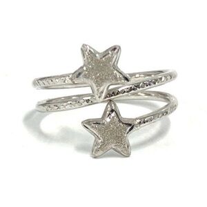 14k White Gold Star Wrap Around Ring - Size 9.5
